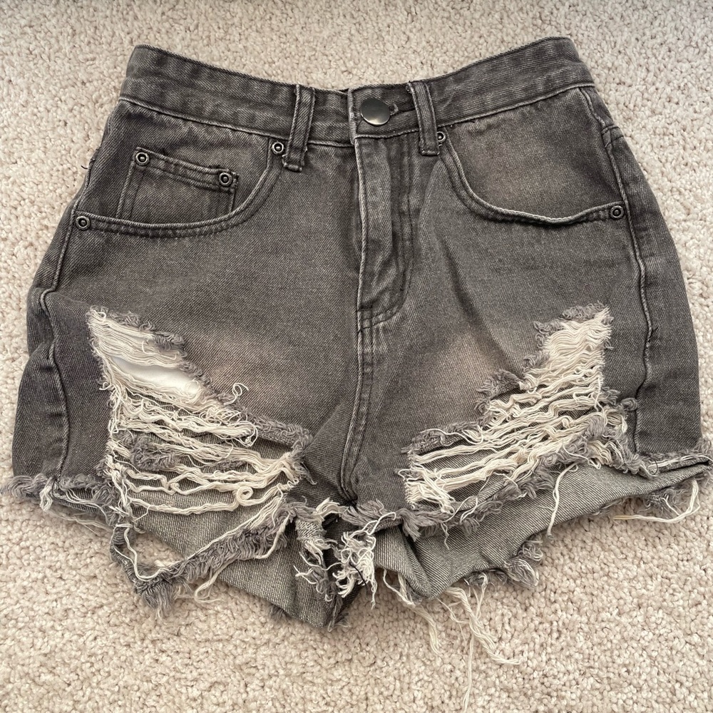 Grey long jean shorts